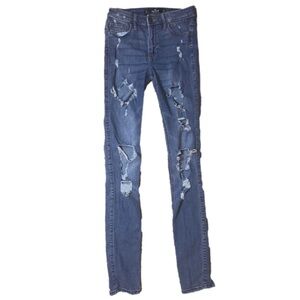 ♥️Hollister High Rise Super Skinny Deconstructed Jeans 1 Tall